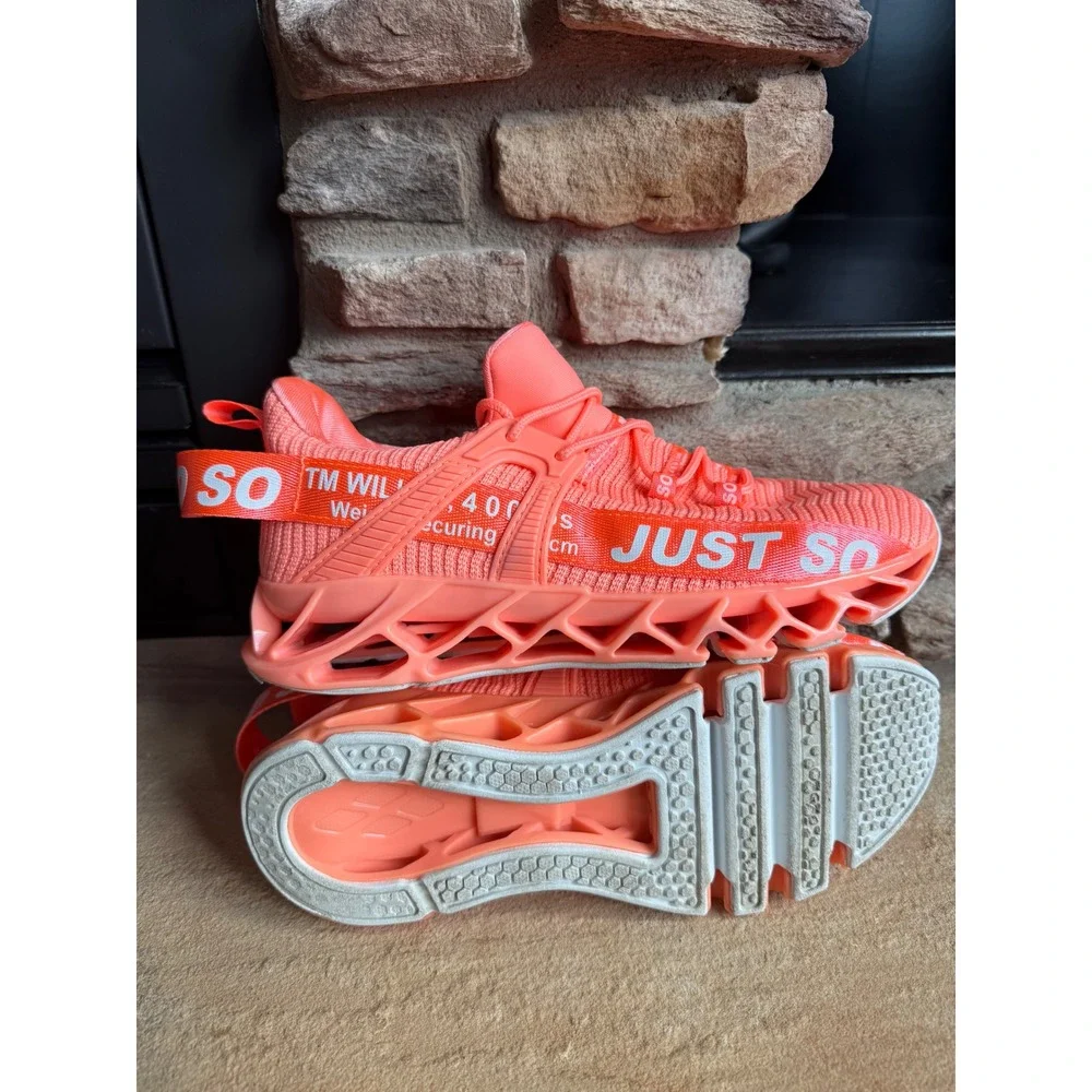 Just So So Womens Running Shoes Neon Orange Coral Blade Sneakers Size 40 Bright